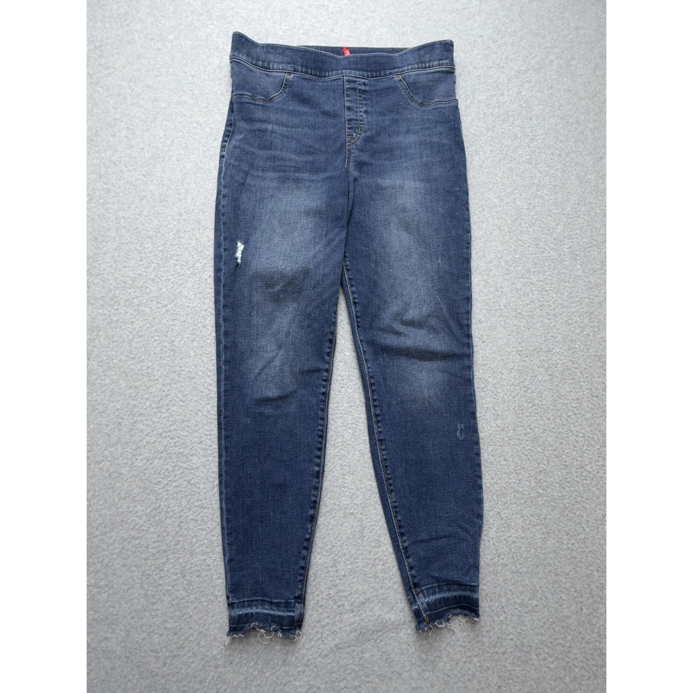 Spanx Jeans Womens XL Blue‎ High Rise Distressed Jegging Pull On Stretch Denim